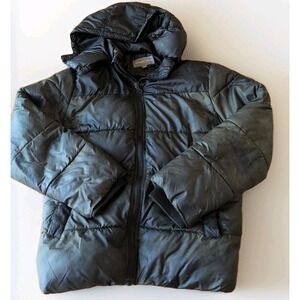 Michael Kors Puffer Jacket Youth Sz XXL 18-20 Poly Lined Green Black Pocket Coat